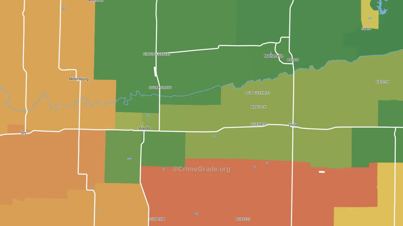 Mercer County, IL Map of Murder Rates