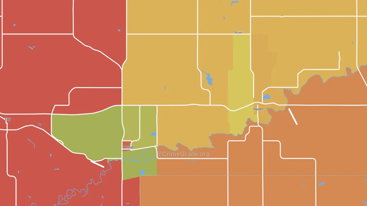Mercer County, ND Map of Murder Rates