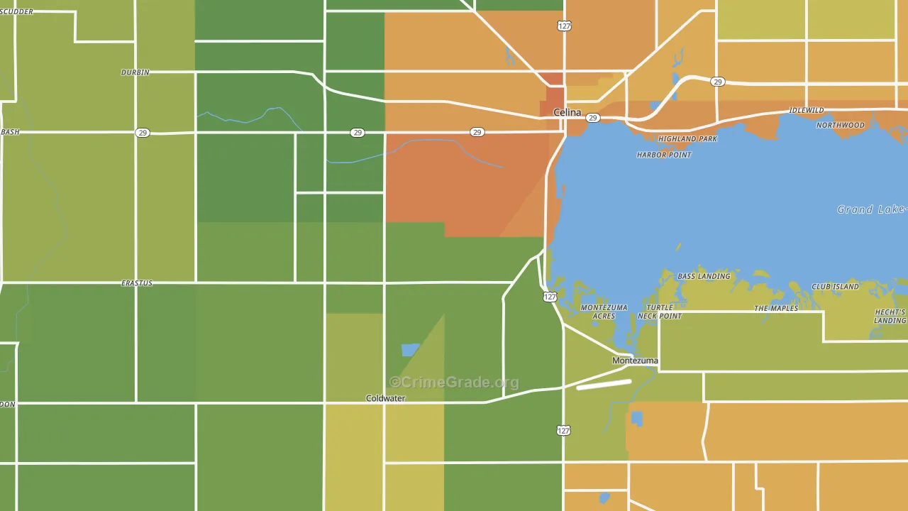 Mercer County, OH Map of Murder Rates