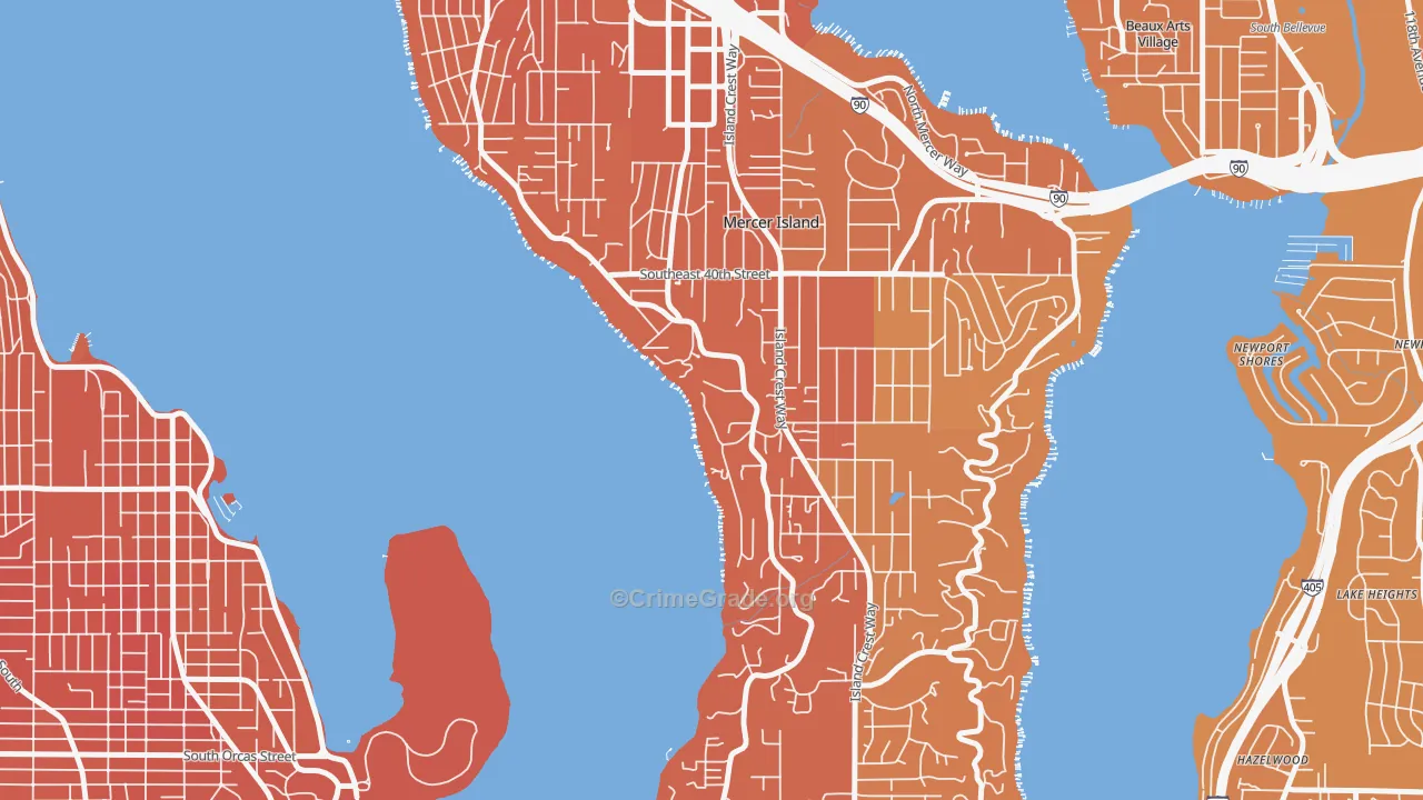 Mercer Heights, Mercer Island, WA Map of Murder Rates