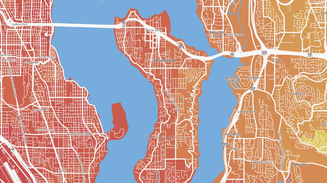 Mercer Island, WA Map of Murder Rates