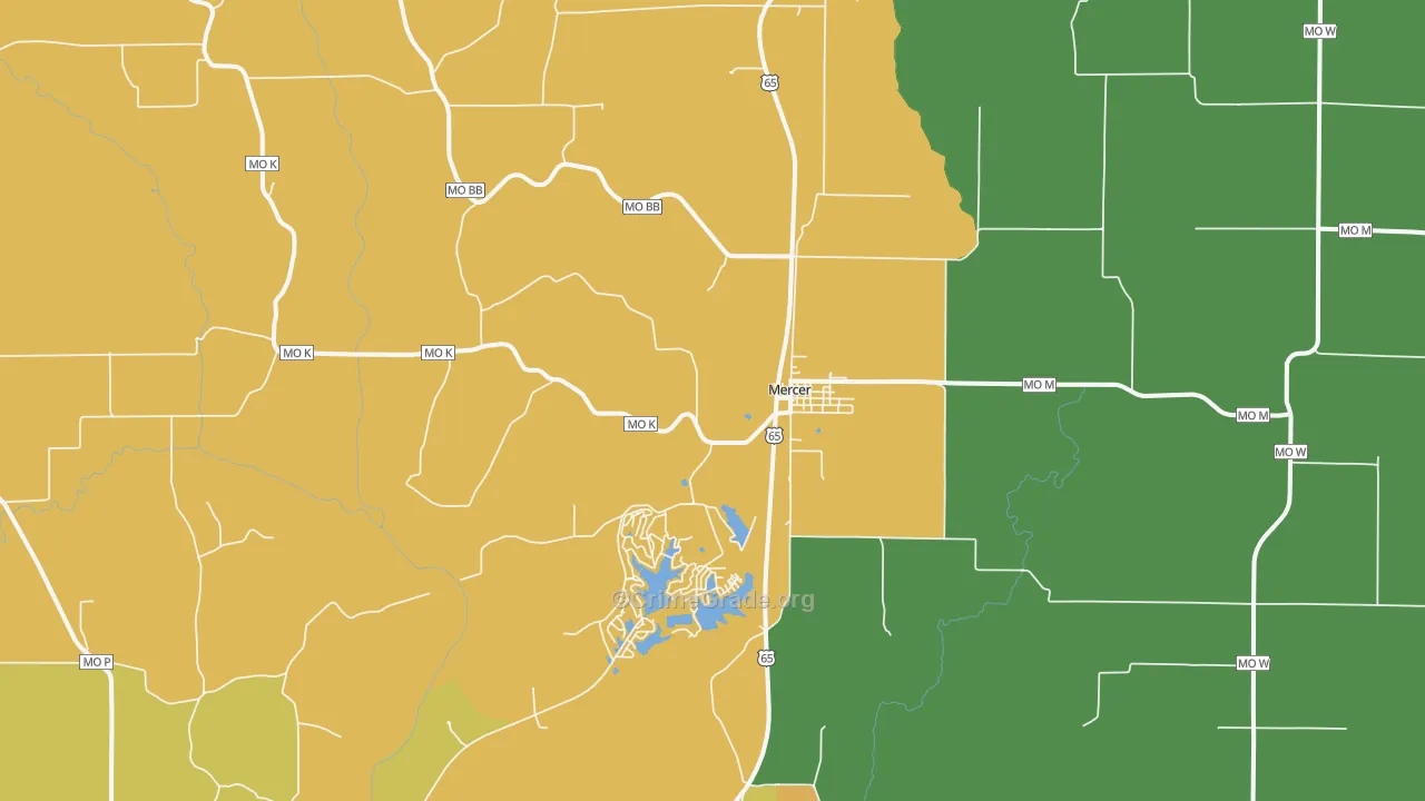 Mercer, MO Map of Murder Rates