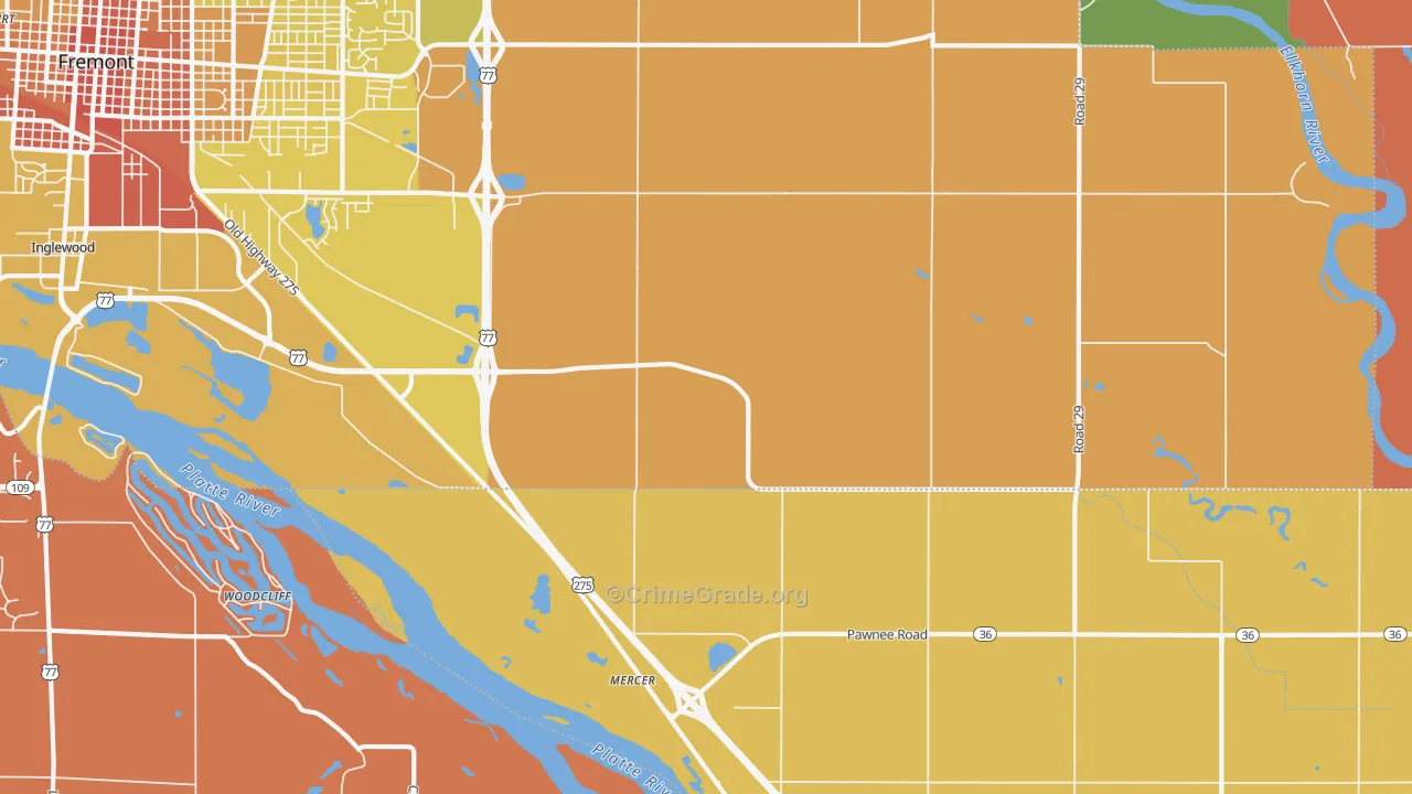 Mercer, NE Map of Murder Rates