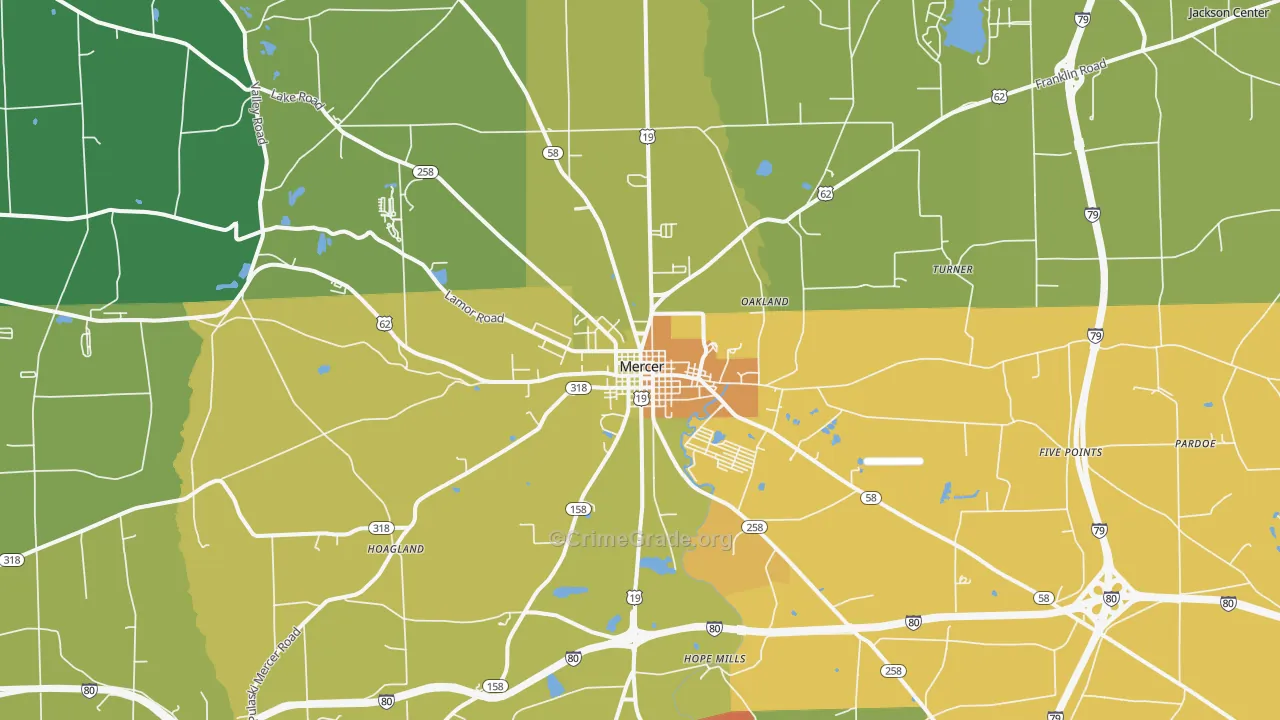 Mercer, PA Map of Murder Rates