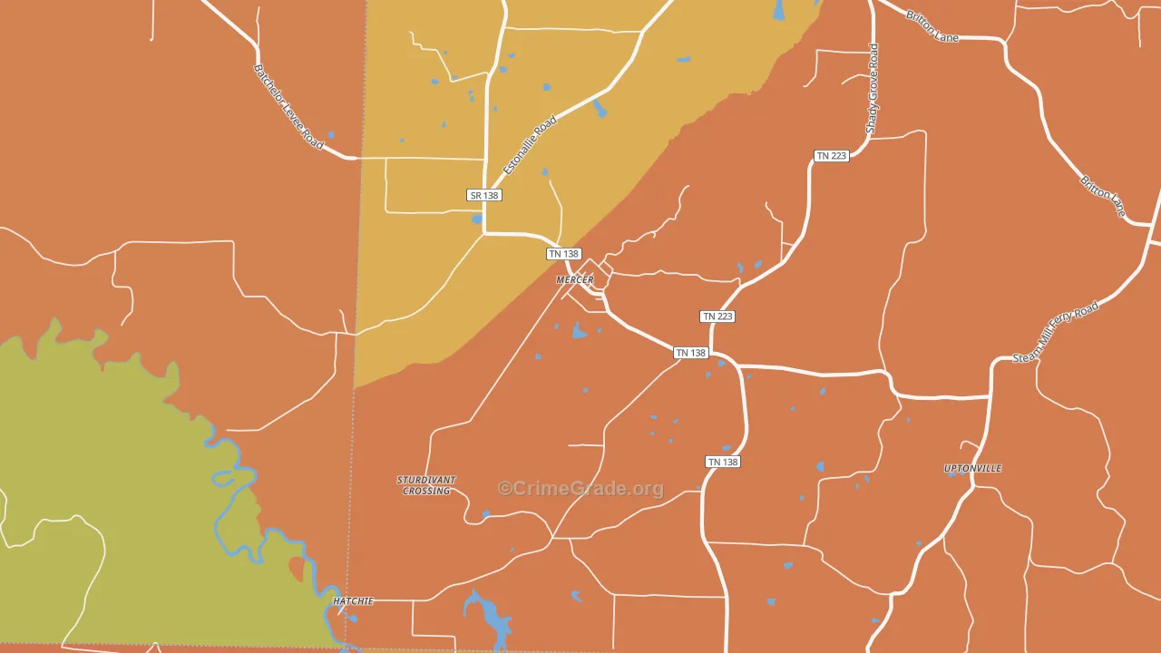 Mercer, TN Map of Murder Rates