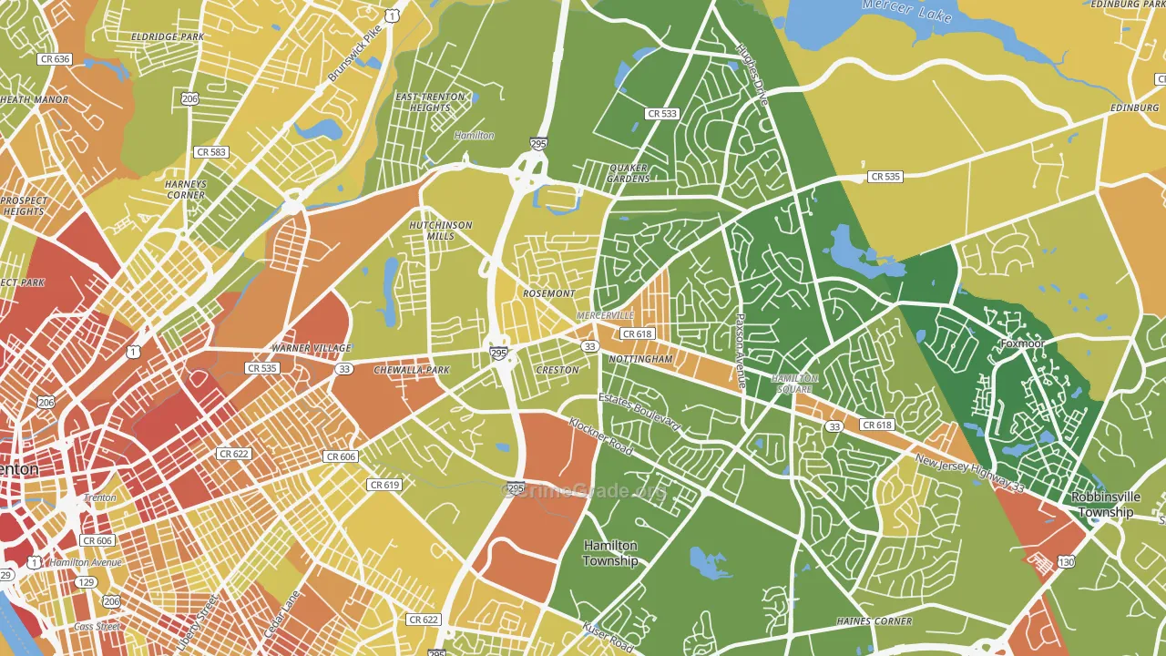 Mercerville, NJ Map of Murder Rates