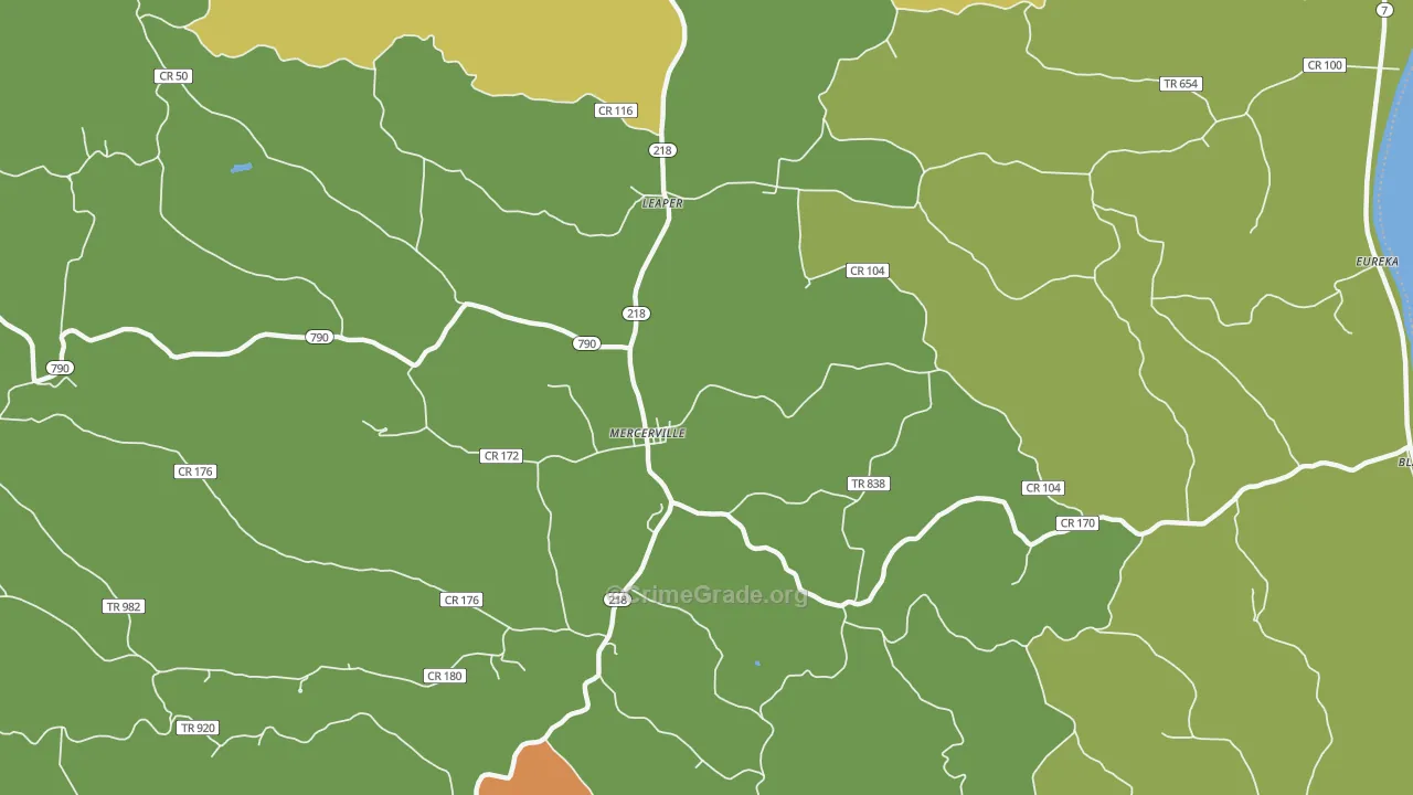 Mercerville, OH Map of Murder Rates