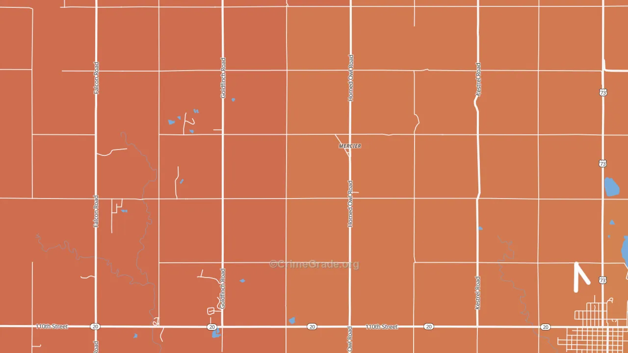 Mercier, KS Map of Murder Rates