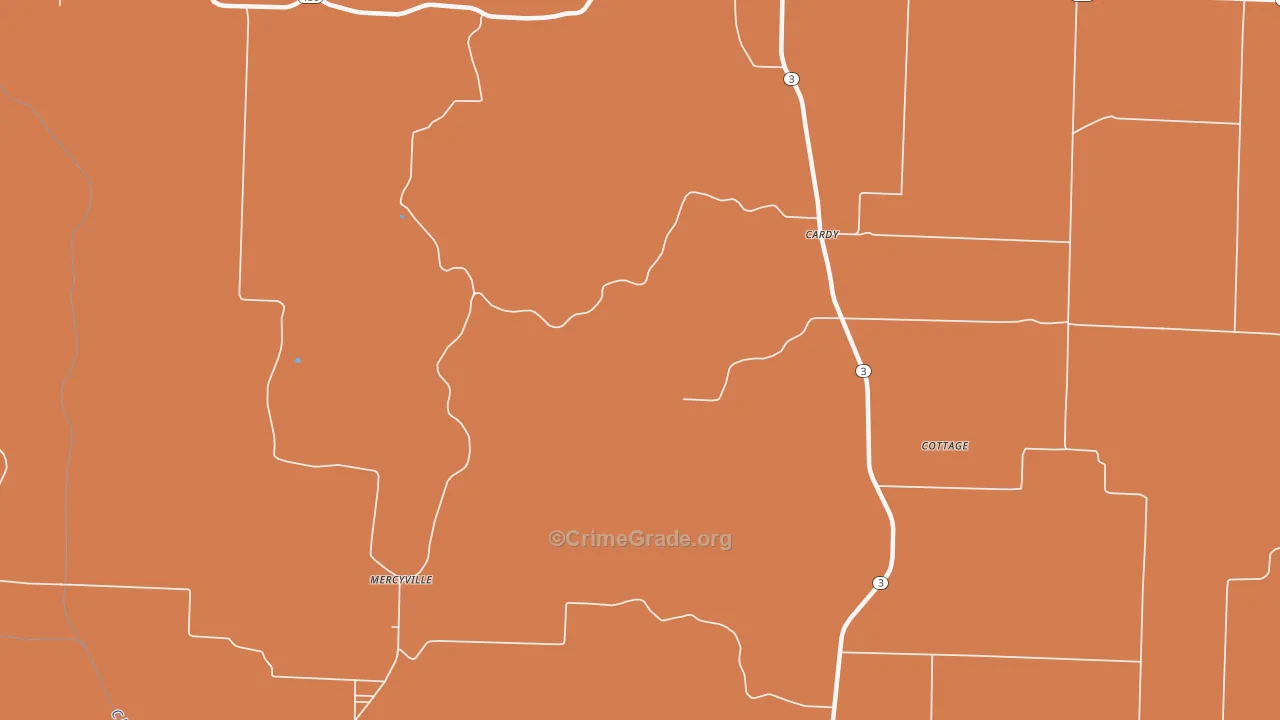 Mercyville, MO Map of Murder Rates