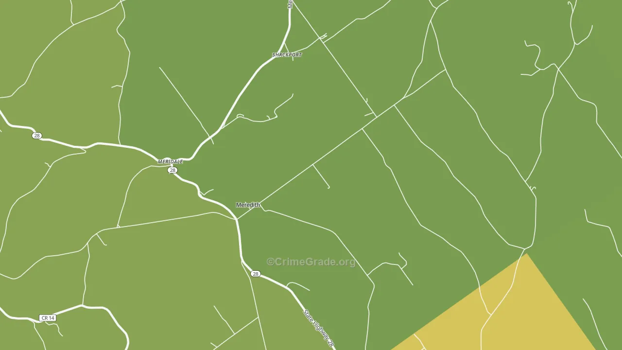 Meredith, NY Map of Murder Rates