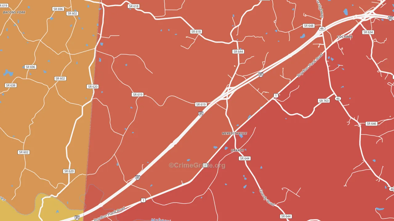 Meredithville, VA Map of Murder Rates