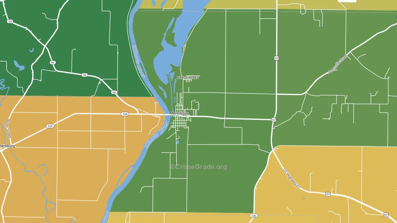 Meredosia, IL Map of Murder Rates