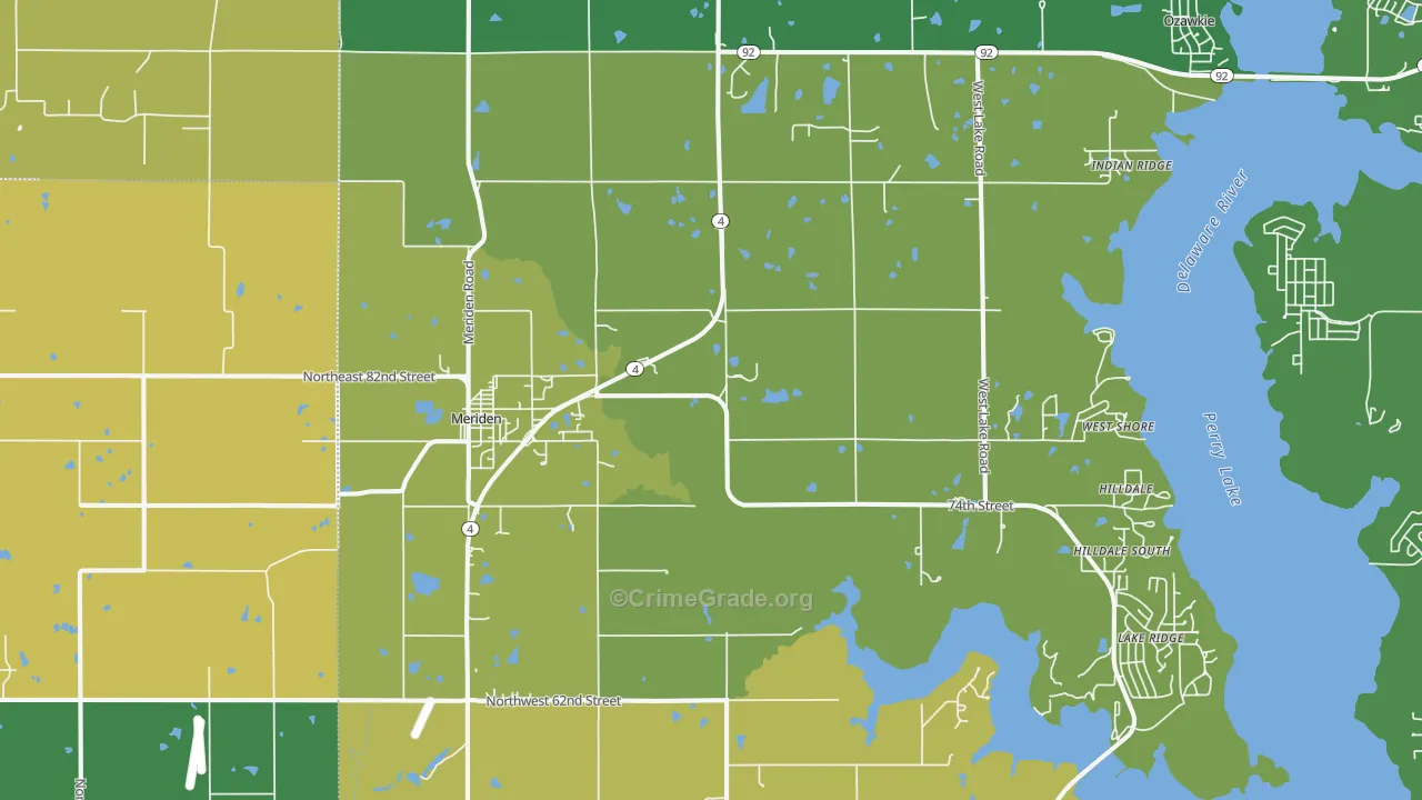 Meriden, KS Map of Murder Rates