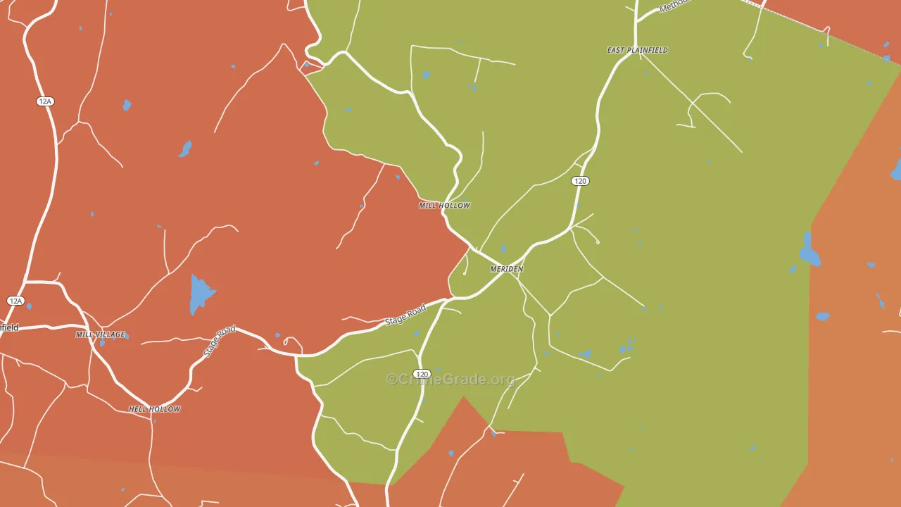Meriden, NH Map of Murder Rates