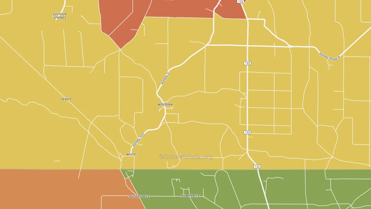 Meridian, AR Map of Murder Rates