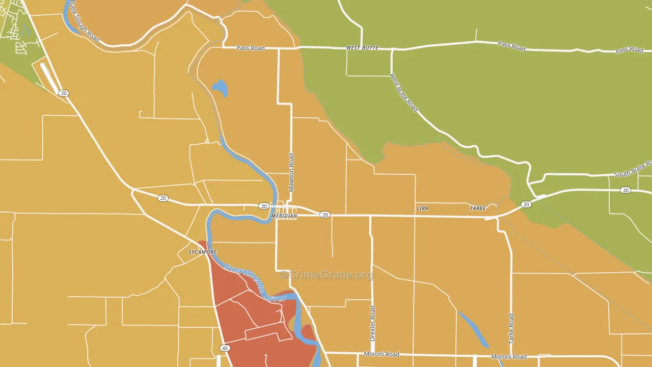 Meridian, CA Map of Murder Rates