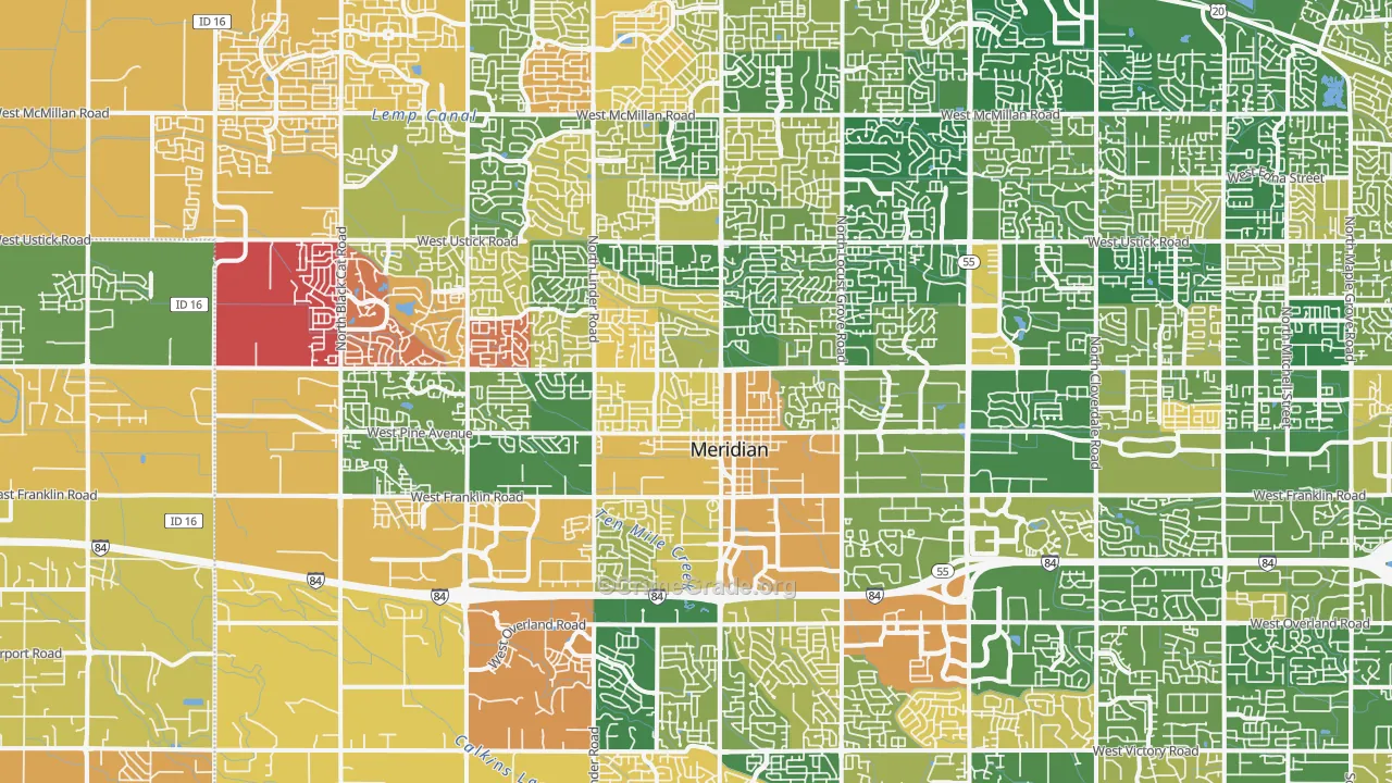 Meridian, ID Map of Murder Rates