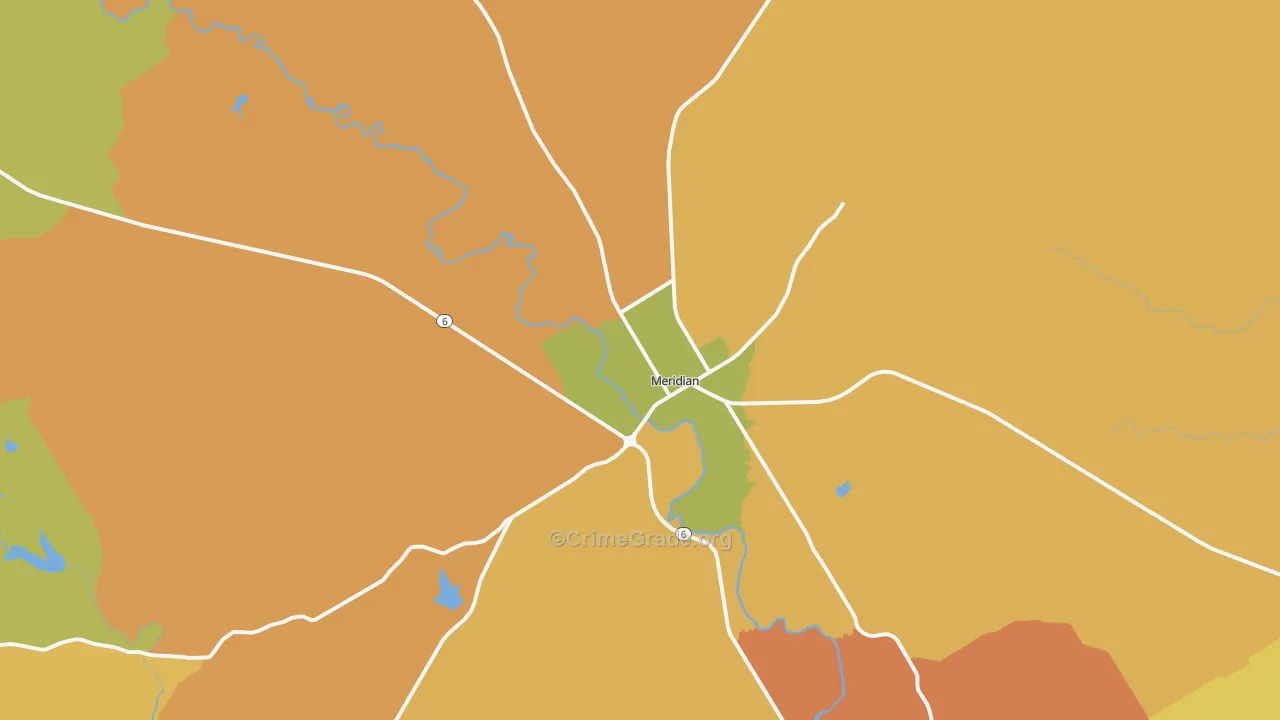 Meridian, TX Map of Murder Rates