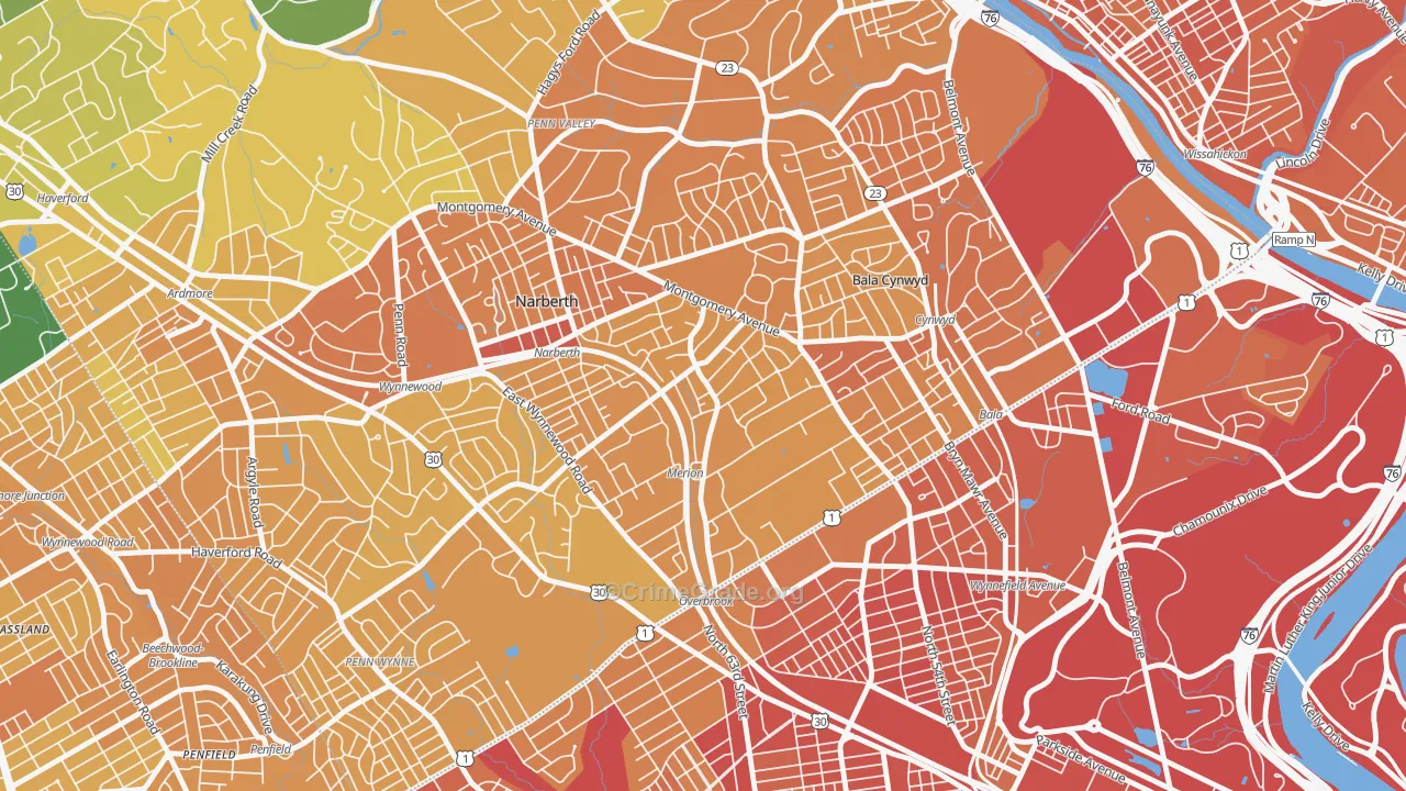 Merion Station, PA Map of Murder Rates