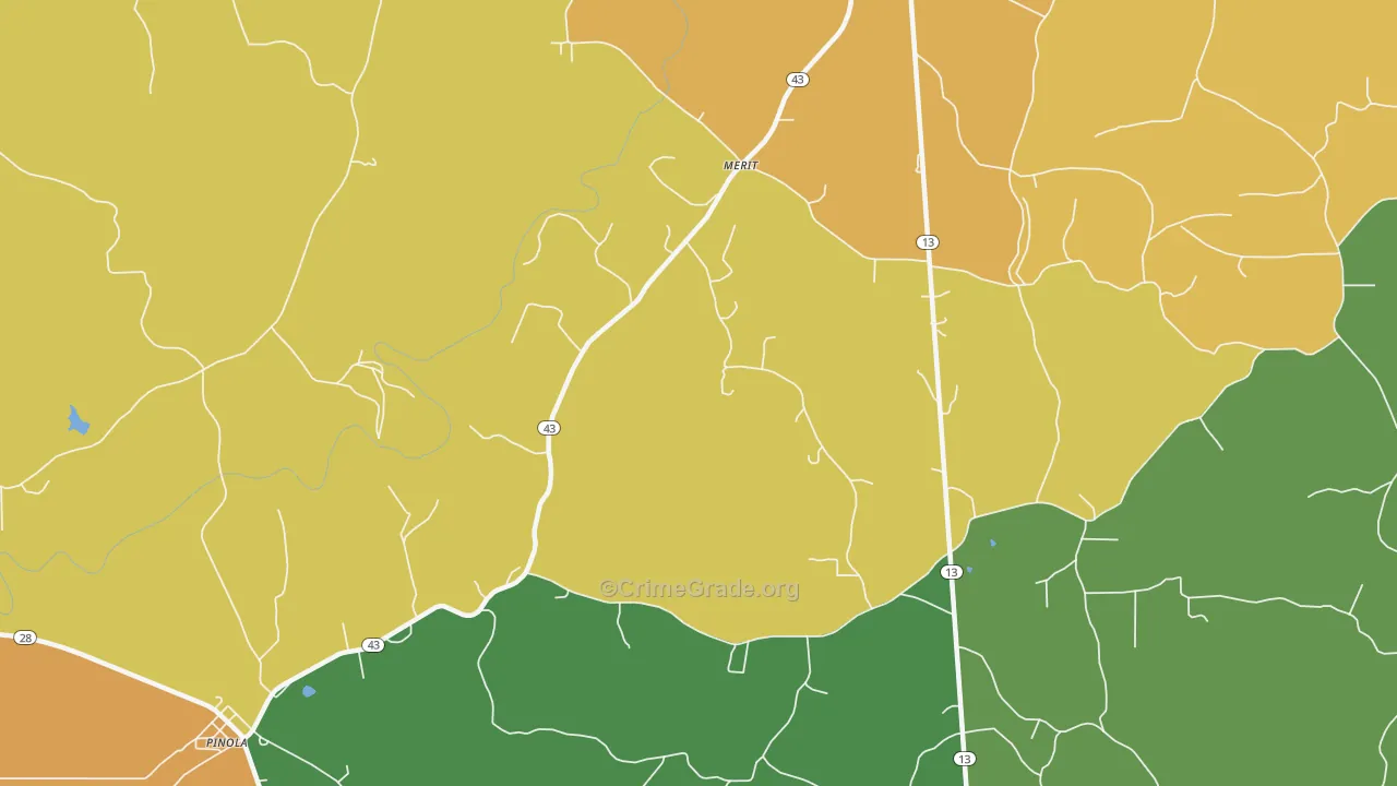 Merit, MS Map of Murder Rates