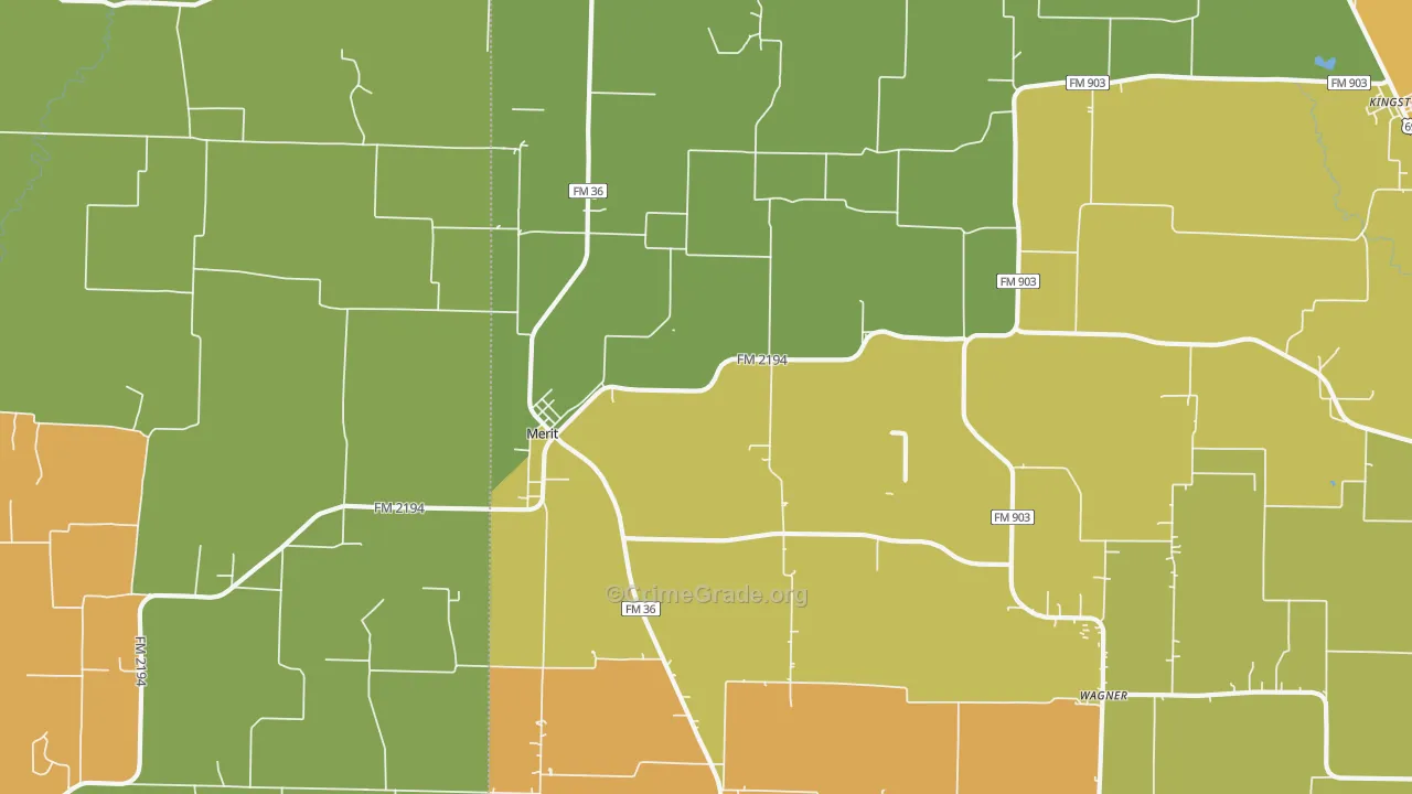 Merit, TX Map of Murder Rates