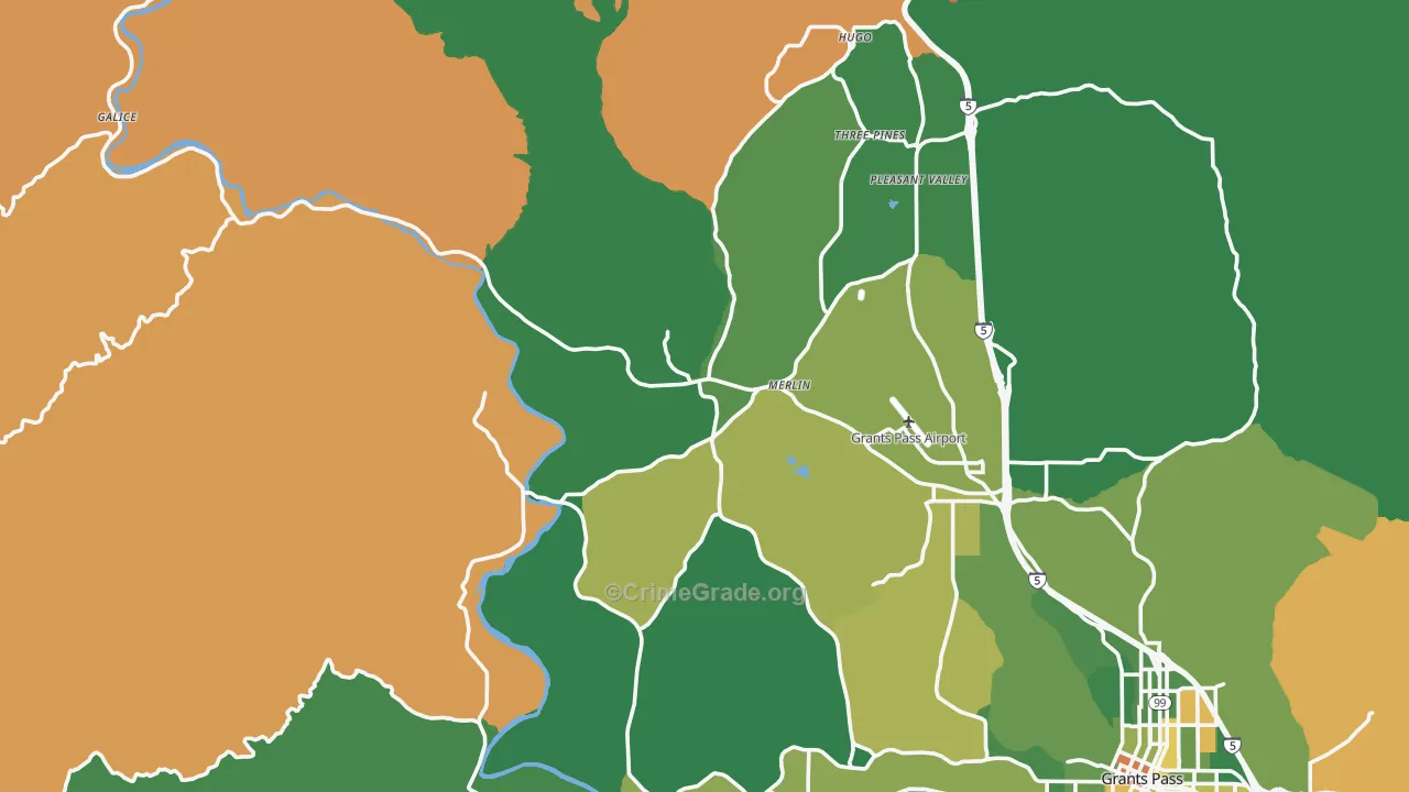 Merlin, OR Map of Murder Rates