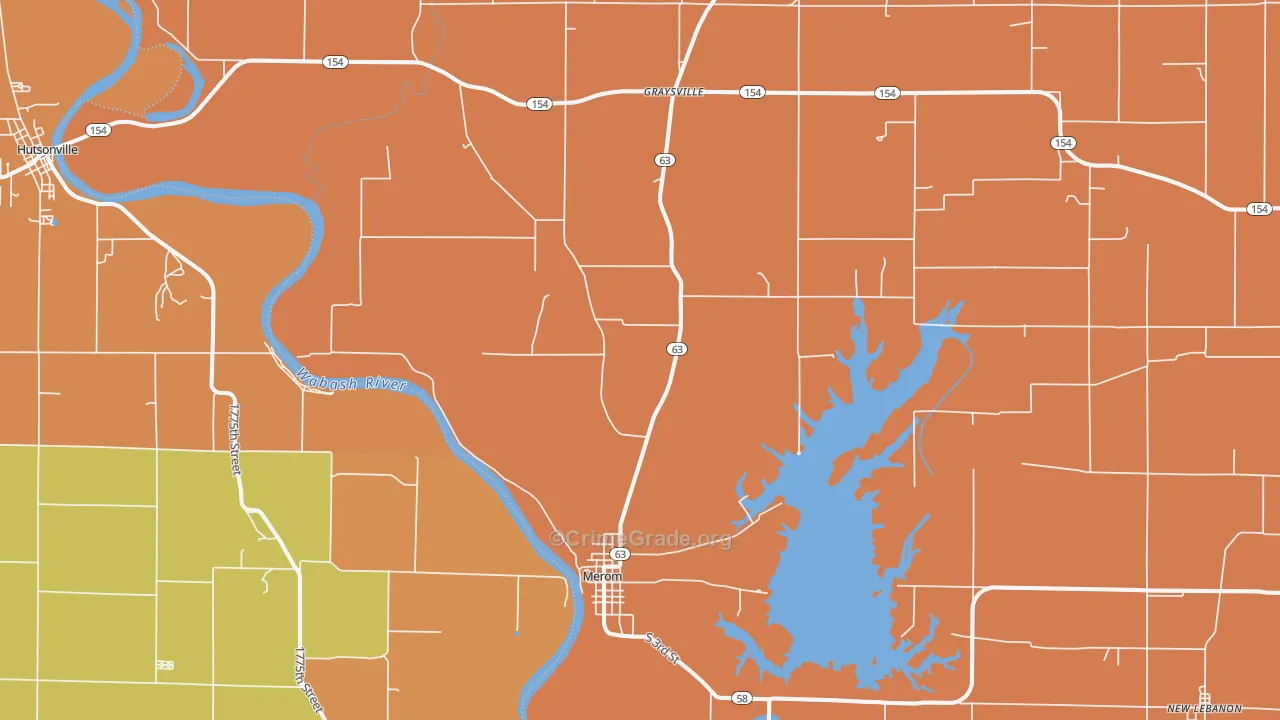 Merom, IN Map of Murder Rates