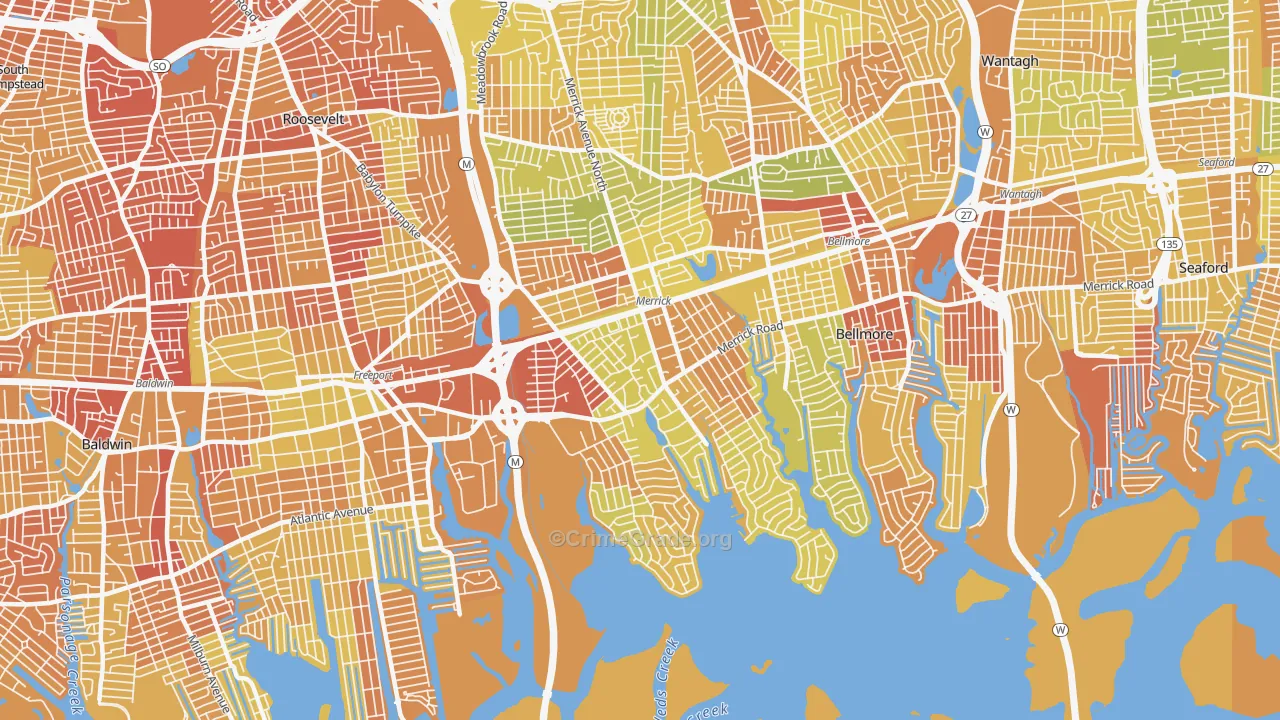 Merrick, NY Map of Murder Rates