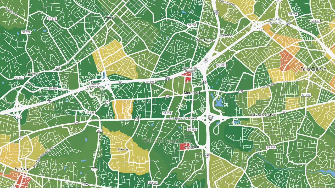 Merrifield, Fairfax, VA Map of Murder Rates