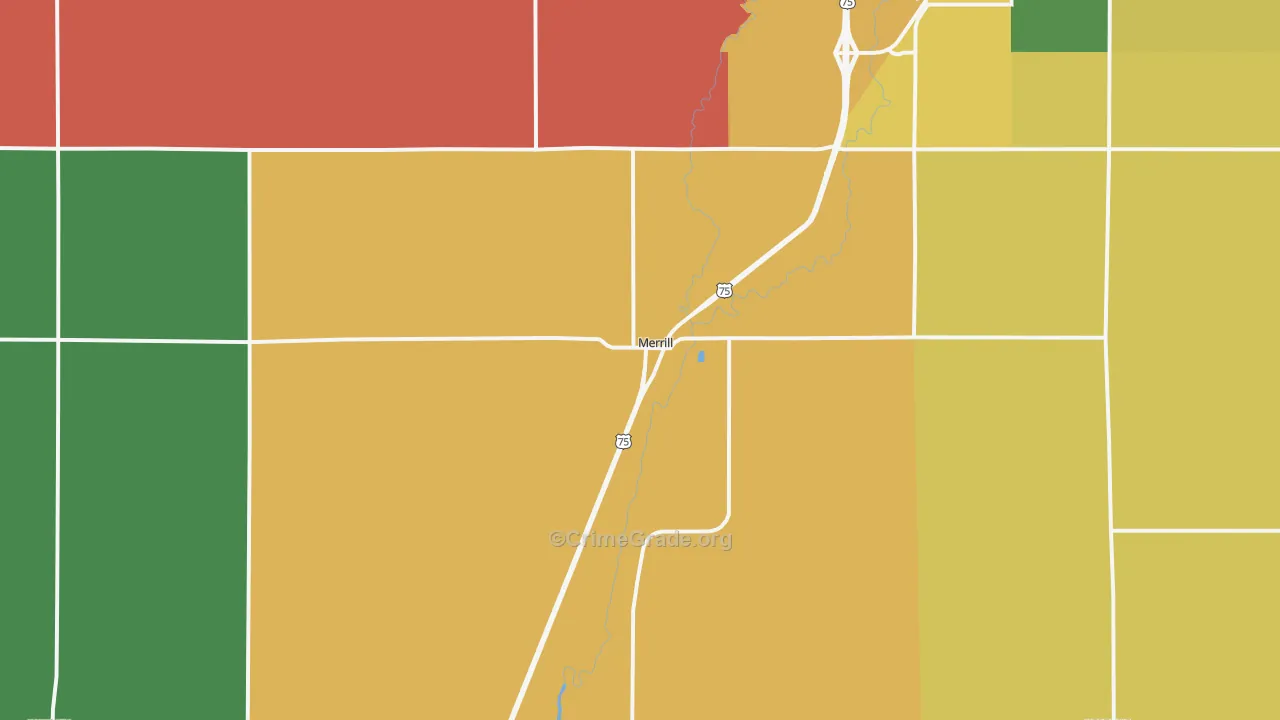 Merrill, IA Map of Murder Rates