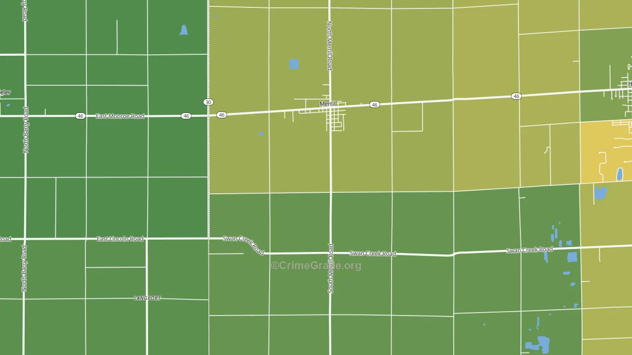 Merrill, MI Map of Murder Rates