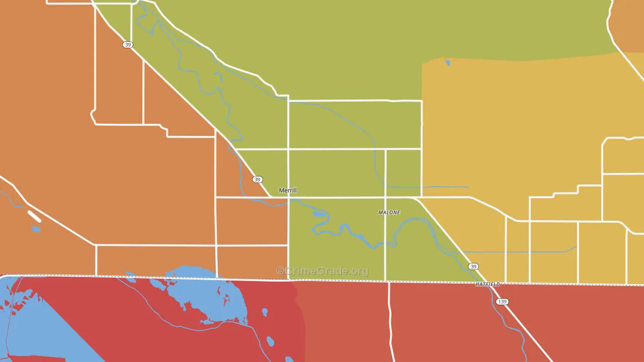 Merrill, OR Map of Murder Rates