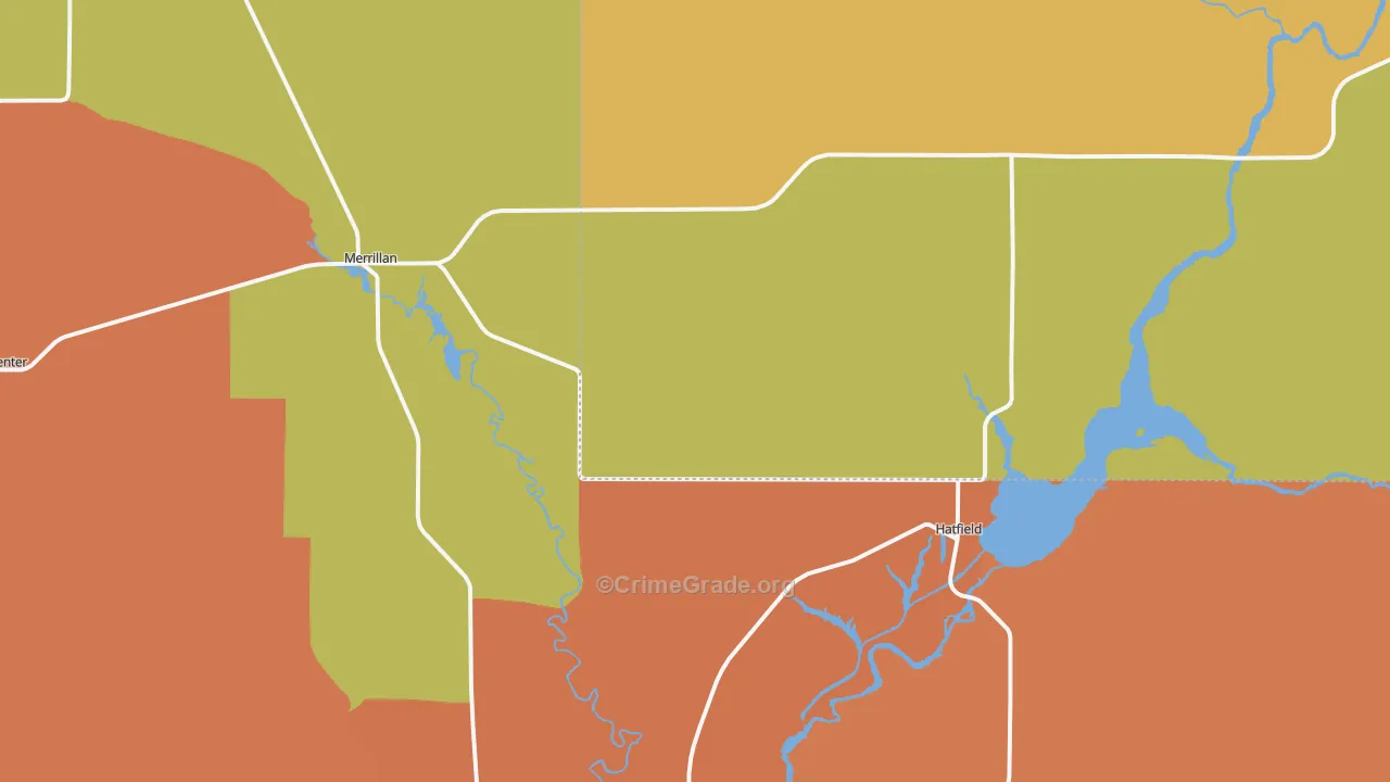 Merrillan, WI Map of Murder Rates
