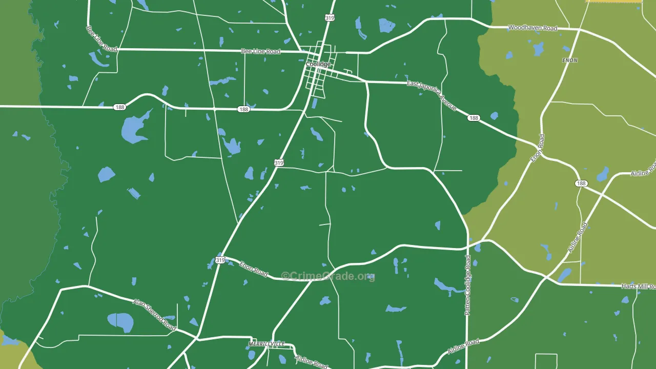 Merrillville, GA Map of Murder Rates