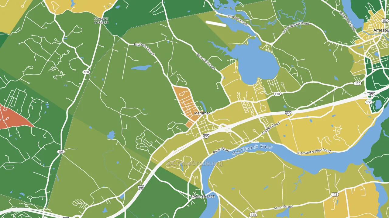 Merrimac, MA Map of Murder Rates