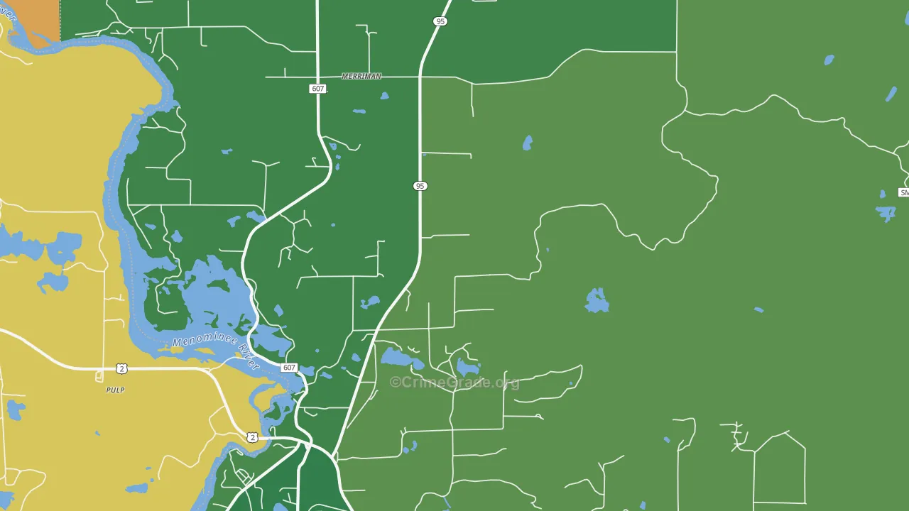 Merriman, MI Map of Murder Rates