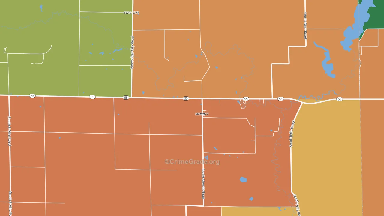Merritt, MI Map of Murder Rates
