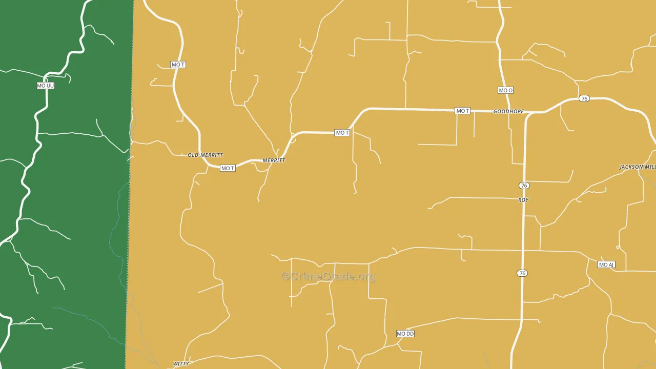 Merritt, MO Map of Murder Rates