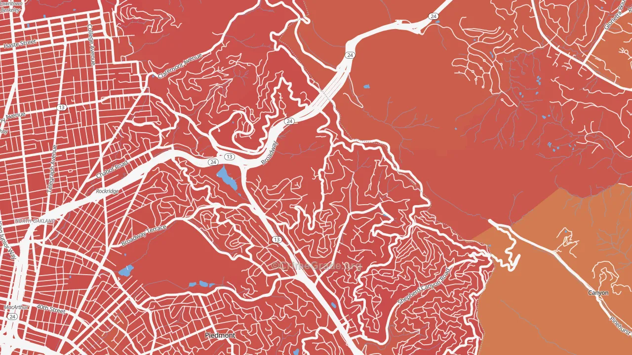 Merriwood, Oakland, CA Map of Murder Rates