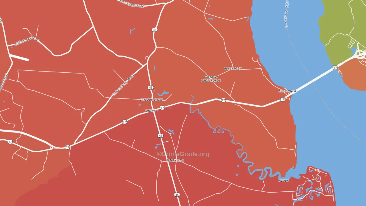 Merry Hill, NC Map of Murder Rates