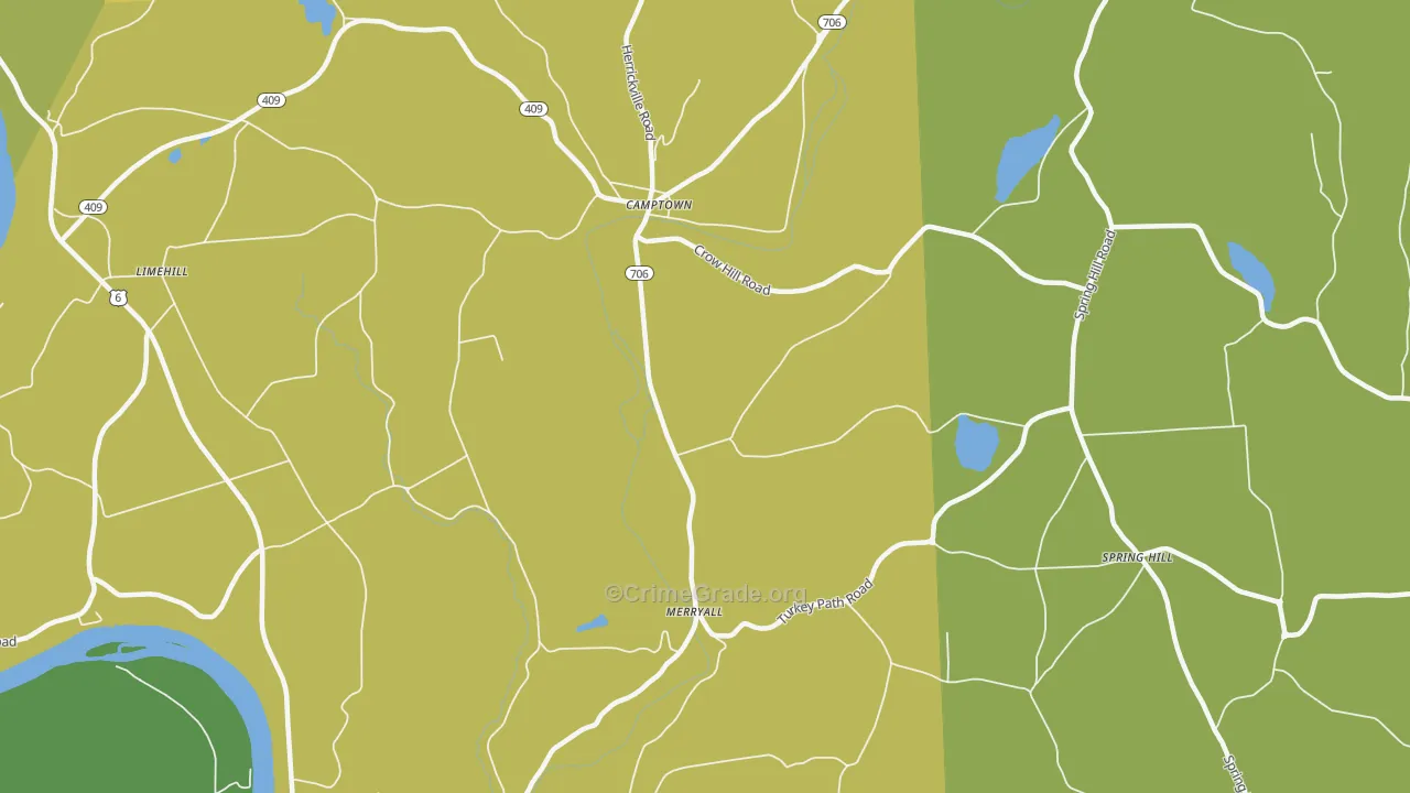 Merryall, PA Map of Murder Rates