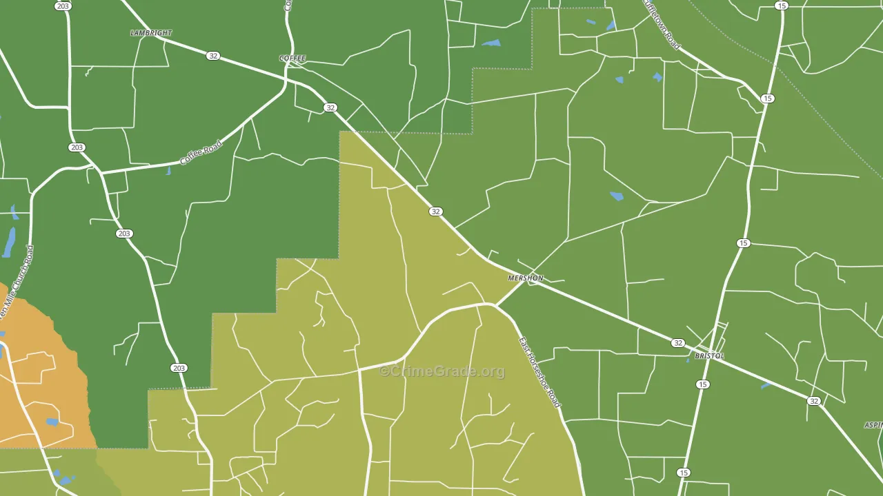 Mershon, GA Map of Murder Rates