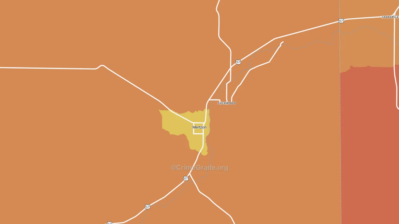 Mertzon, TX Map of Murder Rates