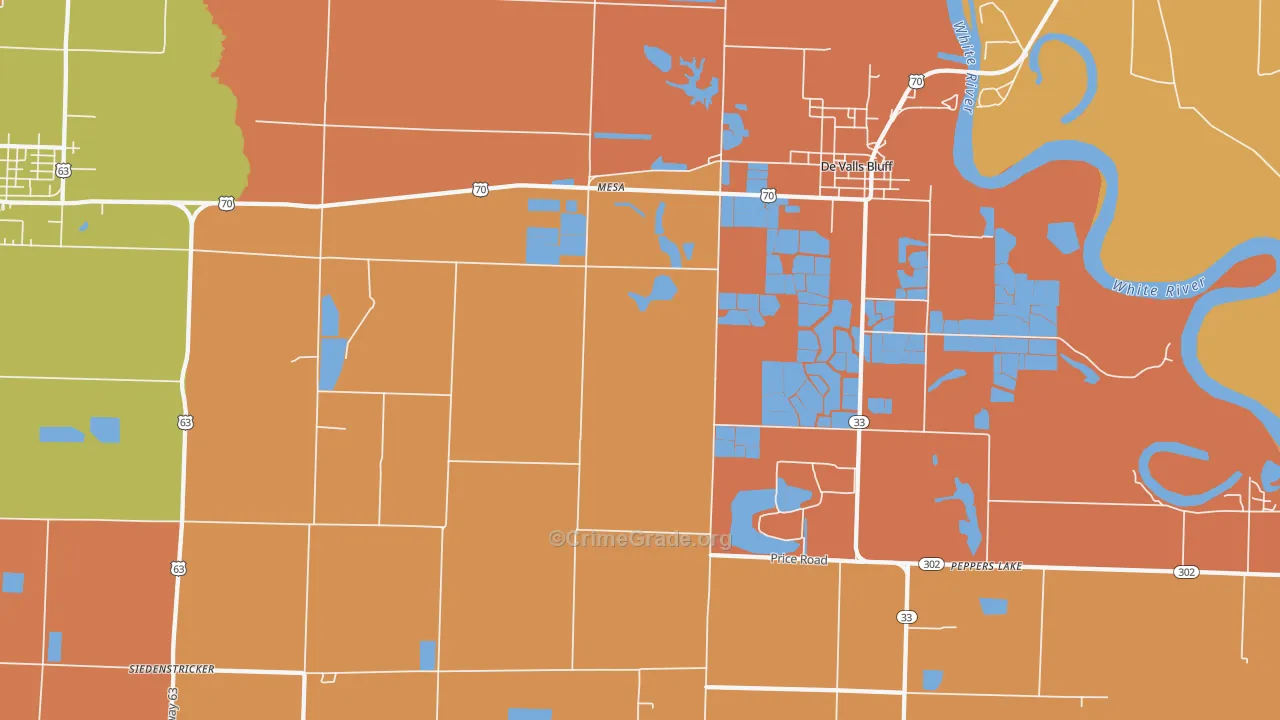 Mesa, AR Map of Murder Rates