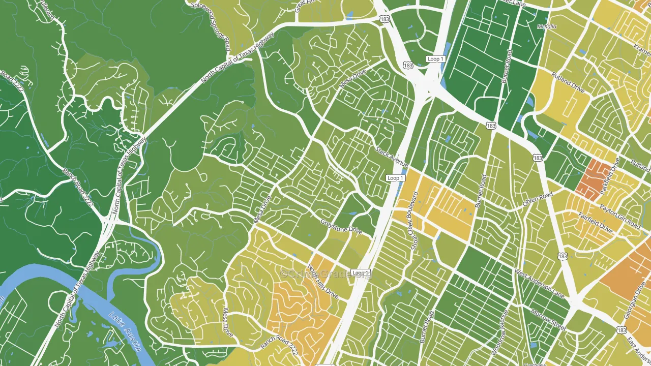 Mesa Forest, Austin, TX Map of Murder Rates
