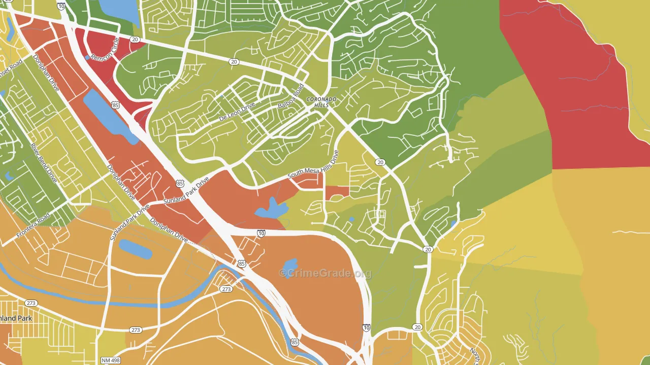 Mesa Hills, El Paso, TX Map of Murder Rates