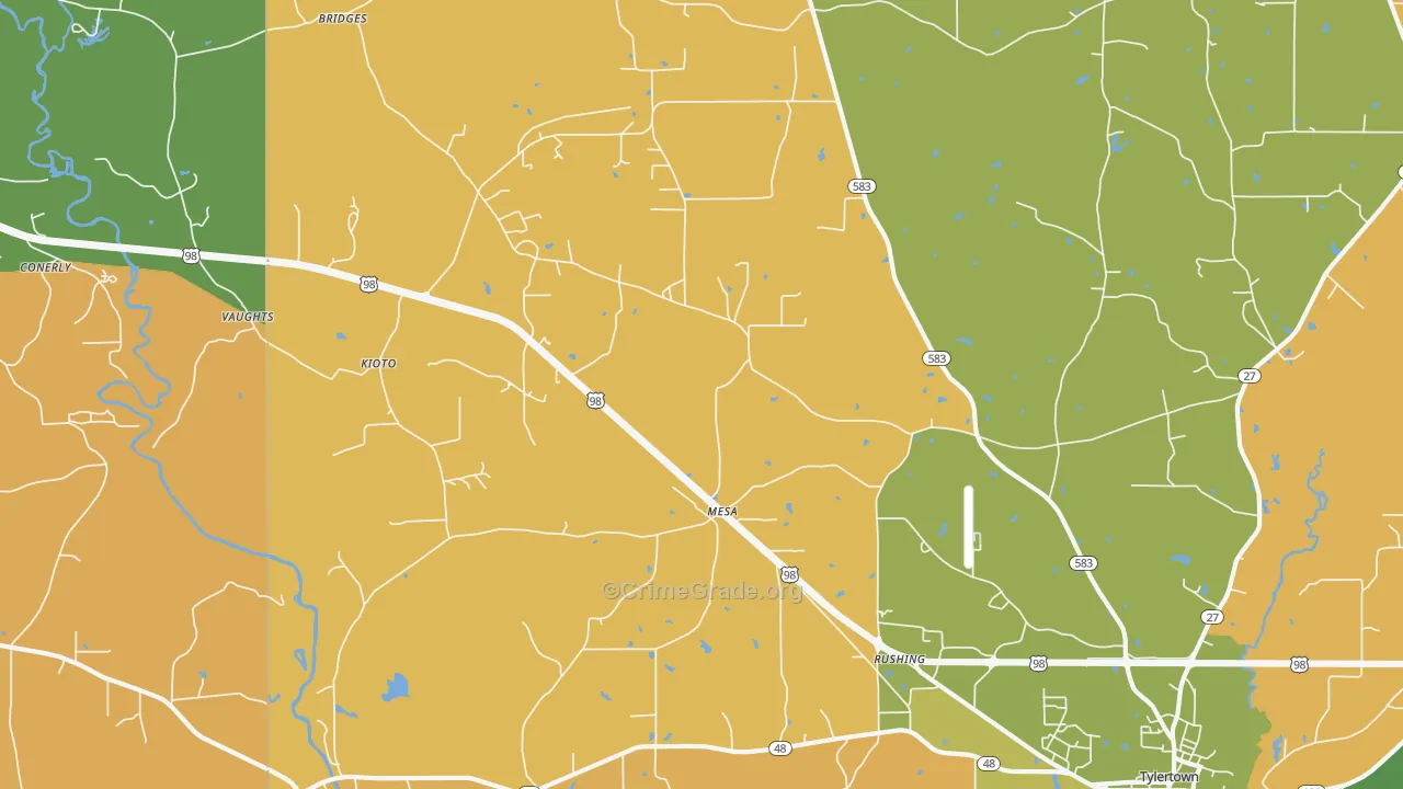 Mesa, MS Map of Murder Rates