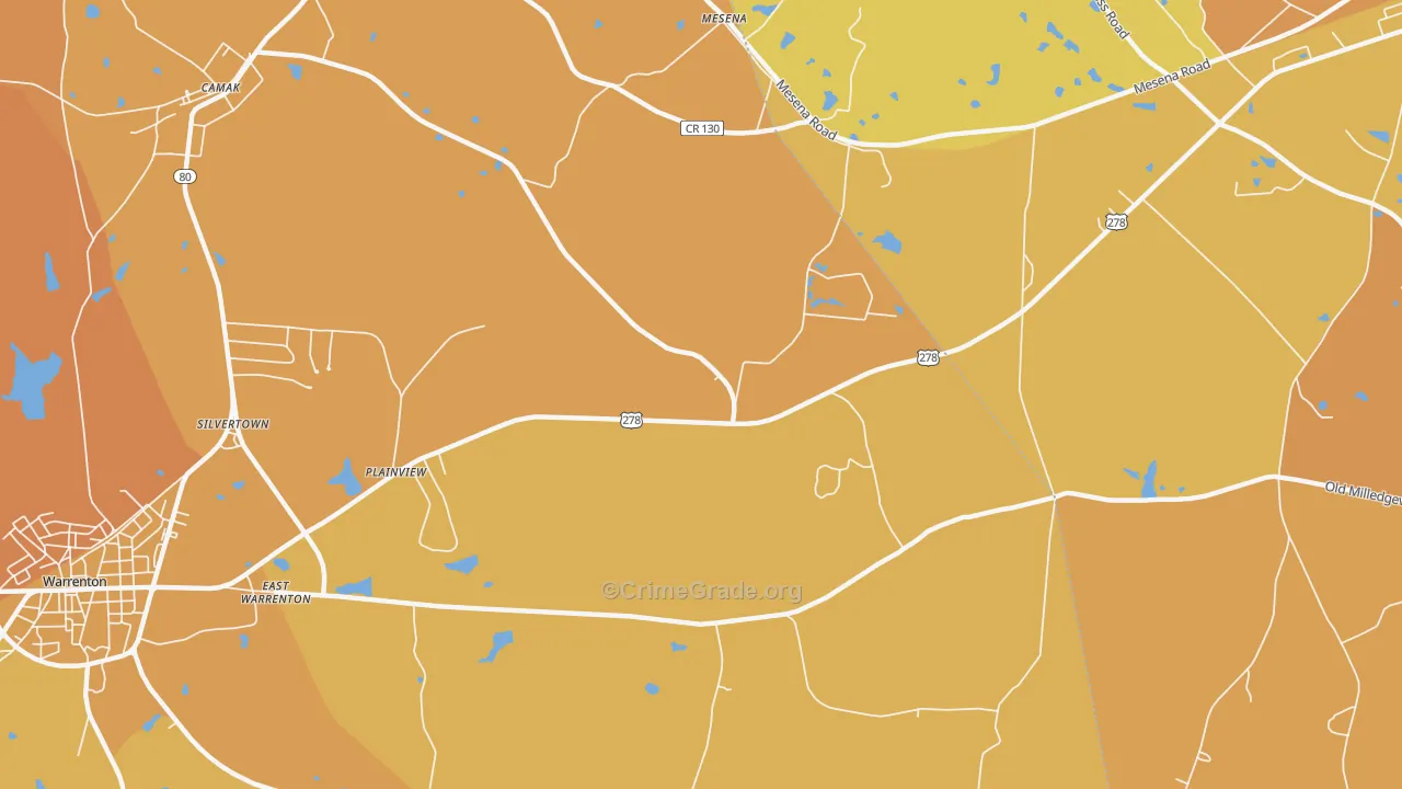 Mesena, GA Map of Murder Rates