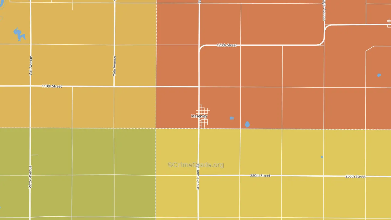 Meservey, IA Map of Murder Rates