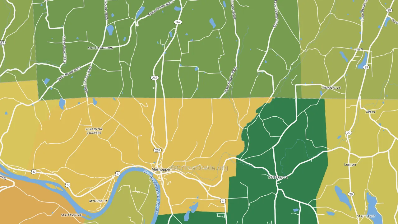 Meshoppen, PA Map of Murder Rates
